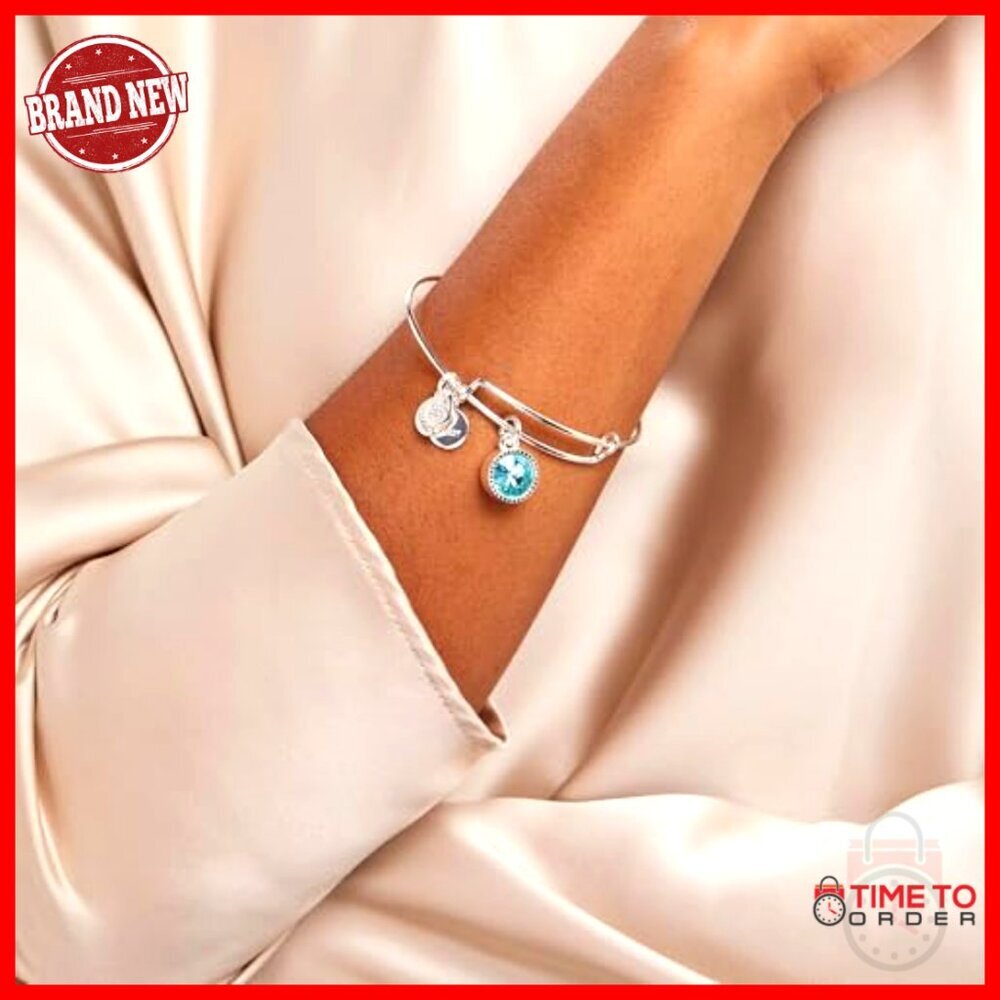 Expandable Bangle Bracelet Crystal Charm Adjustable Fit Elegant Minimal Jewelry - Picture 3 of 7
